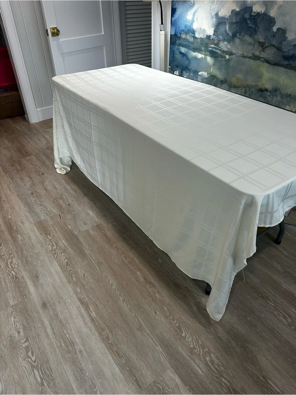 Elegant Ivory Plaid Tablecloth for Home Dining 60 x 100